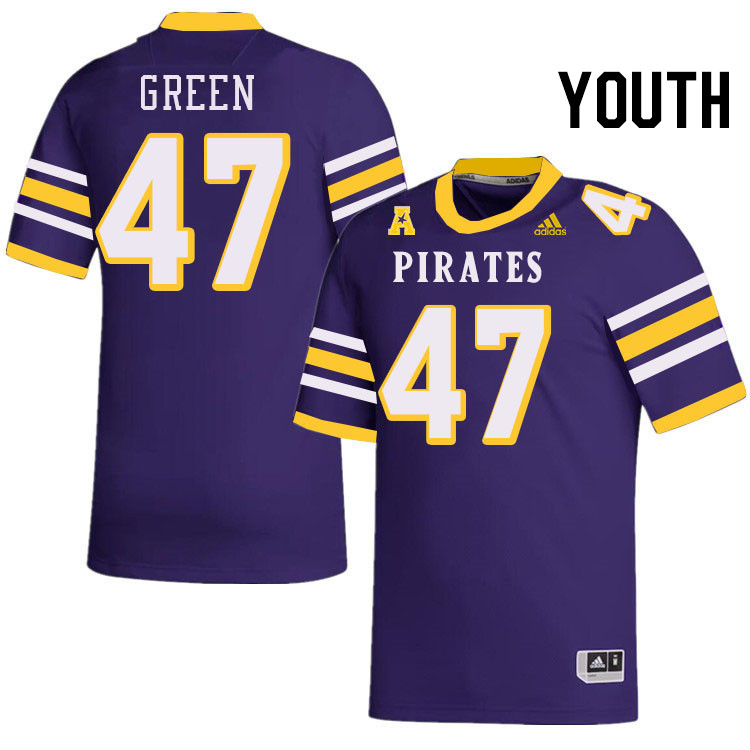 Youth #47 No'Tavien Green ECU Pirates College Football Jerseys Stitched-Throwback